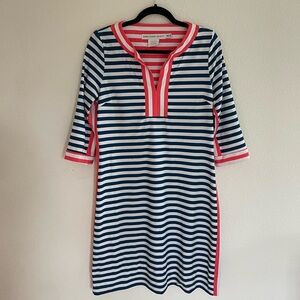 Gretchen Scott Designs - Split Neck Stripe Dress